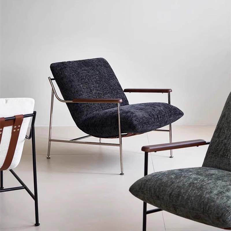 现代轻奢羽绒软包人布休单闲沙发椅艺可拆无品牌/卸简意式设计约