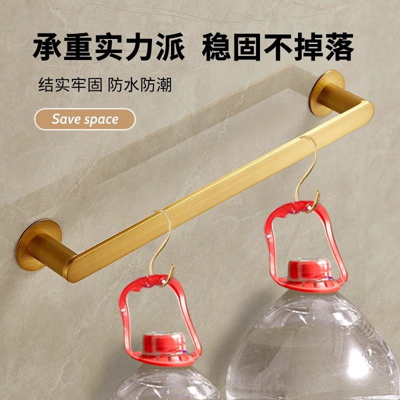 毛巾杆杆单加长全铜欧金挂件复古卫生间挂毛五巾架免MOG打孔式浴