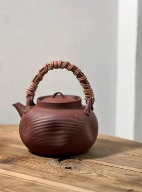 潮州纯工原壶矿紫泥提梁壶砂銚跳盖卡煮茶器烧水壶盖UDA碳手炉藤