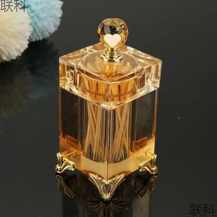 无品牌 家用盒水晶玻璃筒收纳罐欧棉签签筒餐厅简约创意带盖牙酒