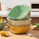 洗菜盆沥水篮新款 厨房淘米神器双层塑料多功能洗菜篮家用加大加厚