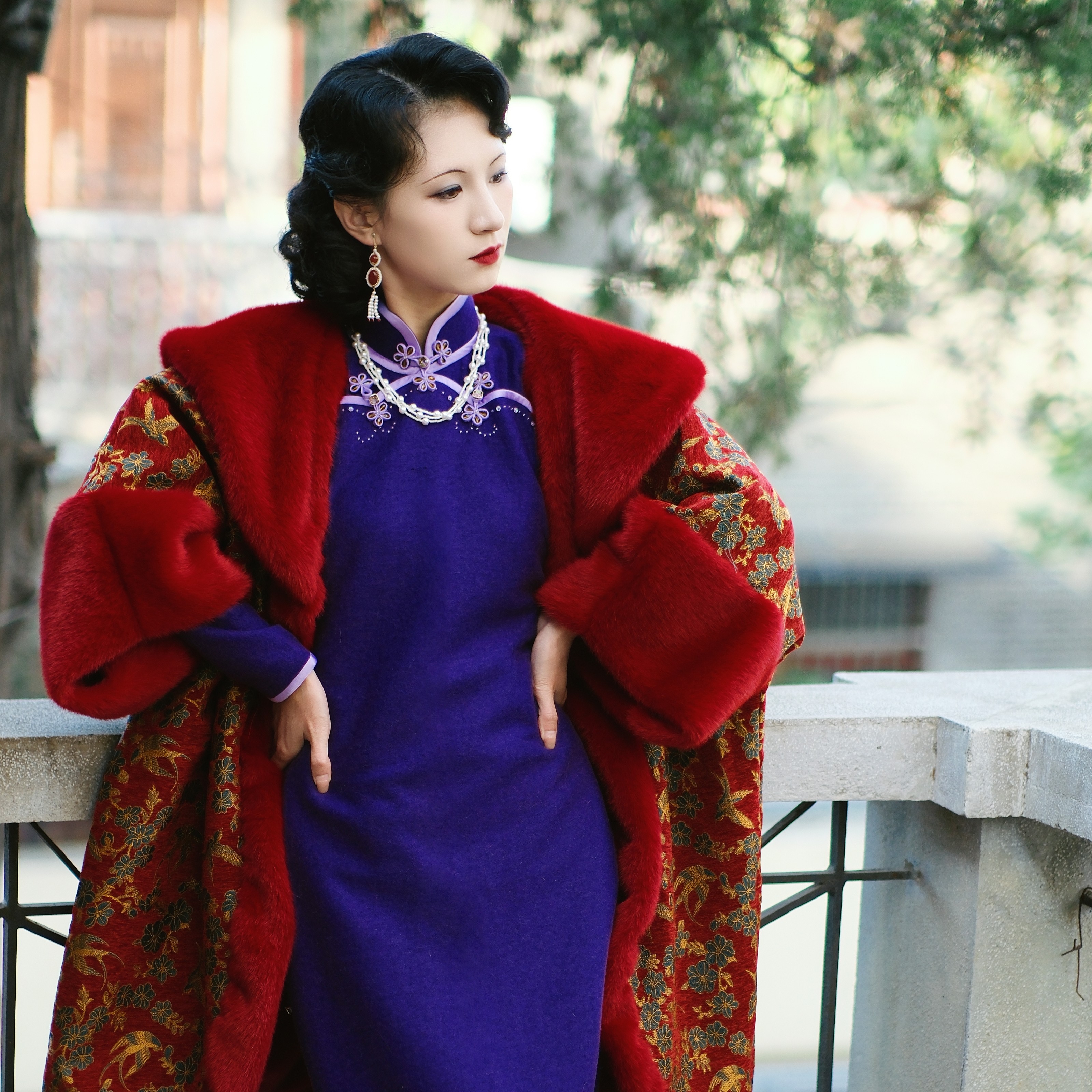 和无晓遇复古长袖旗袍显瘦日常