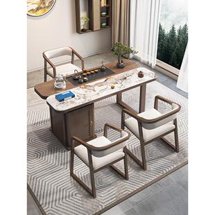 小户型茶台烧水壶一体嵌入式新中式实木家用精致阳台茶桌椅组合