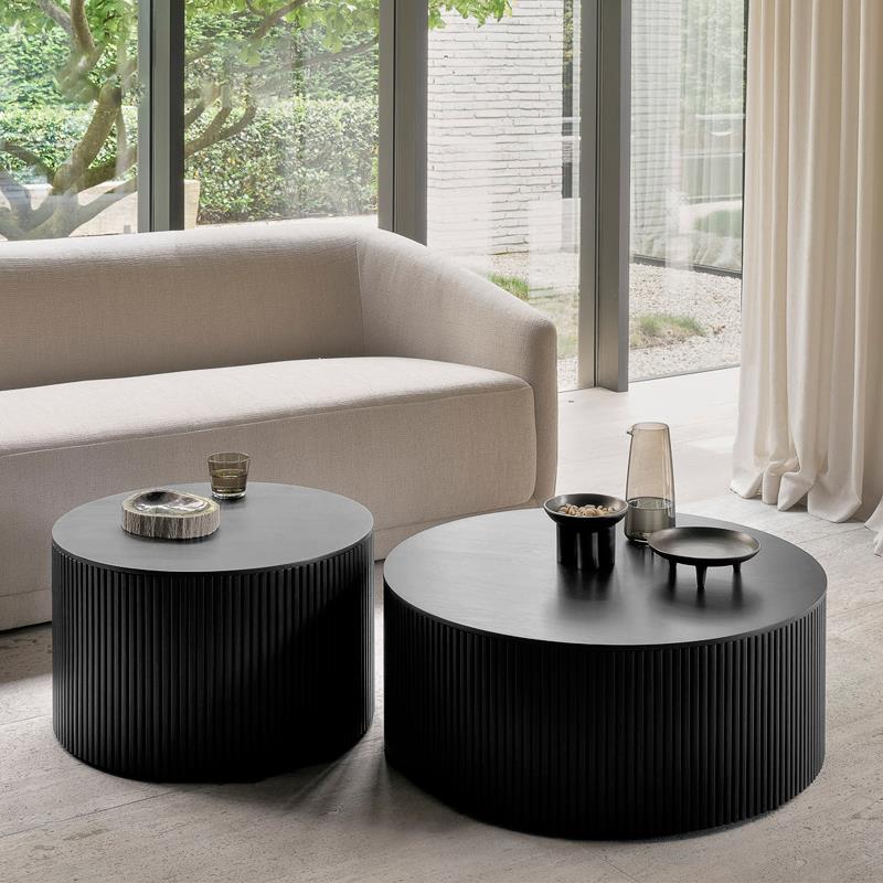 简约现代实木圆形茶几意式轻奢大小高矮几组合北欧边几极简咖啡桌