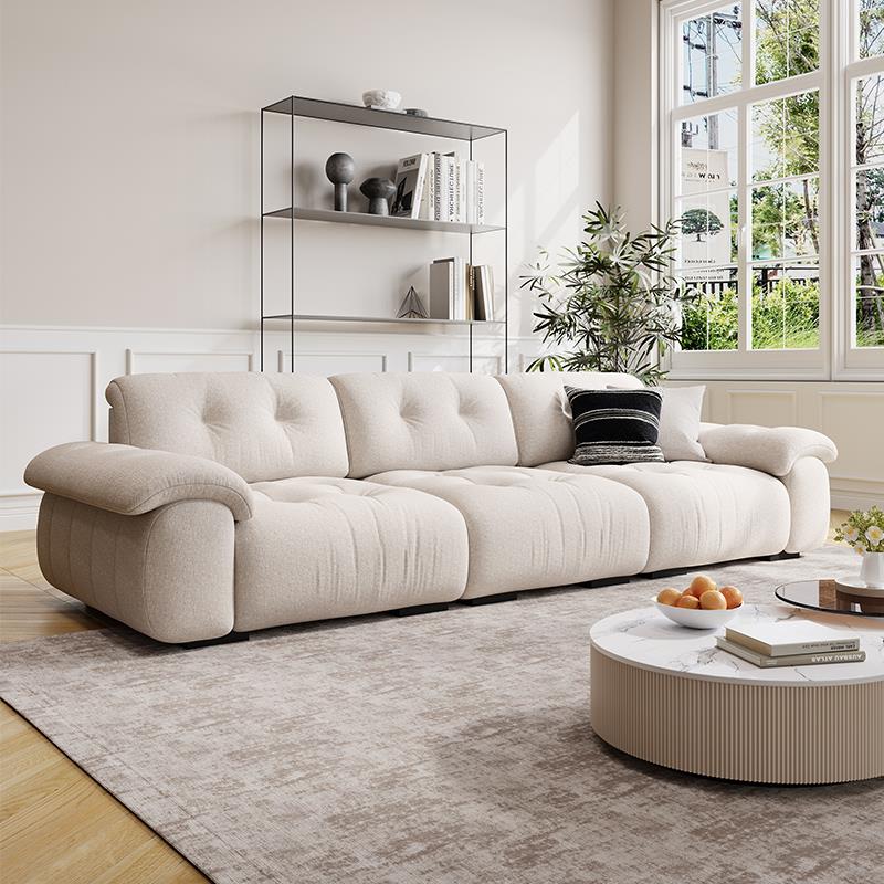 云漫沙发客厅现代简约高靠背意式极简大深坐直排三人位雪尼尔布艺