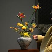 高级感仿真花艺家居装 饰客厅玄关新中式 民宿陶瓷花瓶创意插花摆件