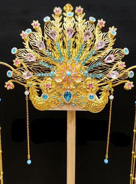 仙家凤冠头冠头戴黑老太太泰山奶奶九尾狐仙手工合金配件神像头饰