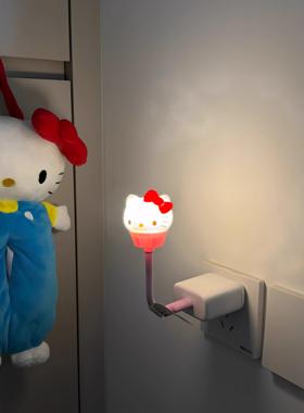 哈喽kt小夜灯床头氛围卧室睡眠灯插电款声控感应婴儿哺乳护眼