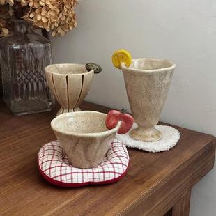 手作窑变釉下彩拿铁咖啡拉花手握陶瓷杯 Lovely.日式