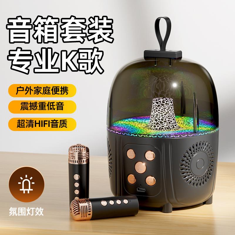 手提蓝牙音箱麦克风带话筒可唱歌音响手机无线户外K歌音箱家用