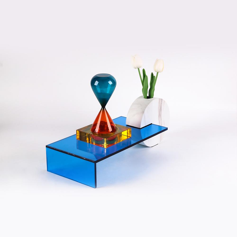 中式创意圆形理仿大力石花新器亚克托盘样板房间客厅玄关DIN软装