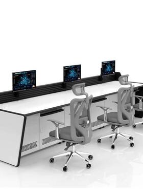 指挥心控制台监控调度台金属加中厚烤漆圆台弧台形监控操95524作