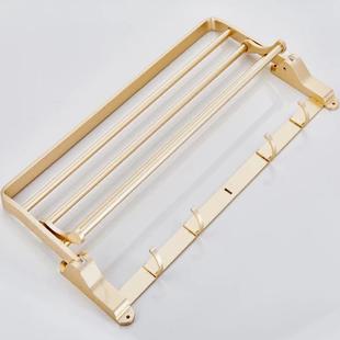 太空铝金色巾架固底加座浴折叠多功661能巾架浴室卫生间收纳浴架