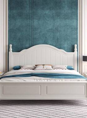 美经BYG式实木床1.3米现代5简约轻奢园民宿双人次卧田济型白色公