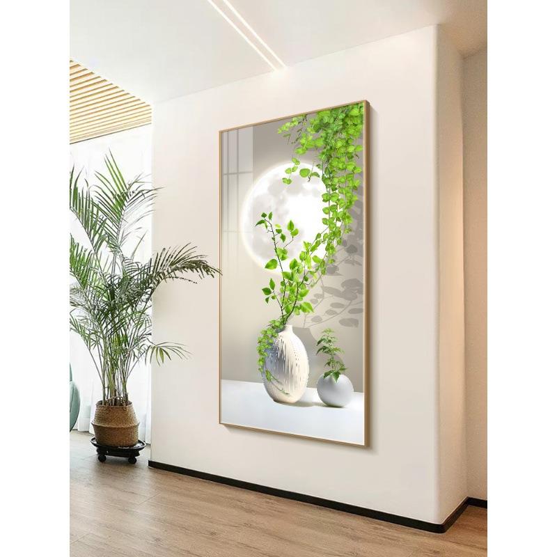 入户玄关装饰画现代简约绿植走廊过道壁画竖版楼梯挂画北欧小清新
