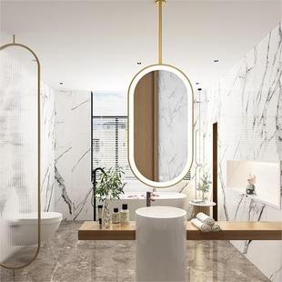 804铁艺吊镜悬能空智浴室镜子灯触摸屏带宿椭圆卫民生间天花板吊