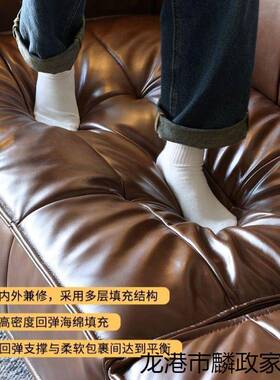 中古式美式GDN复古油蜡皮小户型沙办公客法厅室双三人直排休闲沙