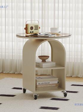 可移红RSI动边几客厅带轮玻璃小茶几网简约小圆床卧室边桌置桌物