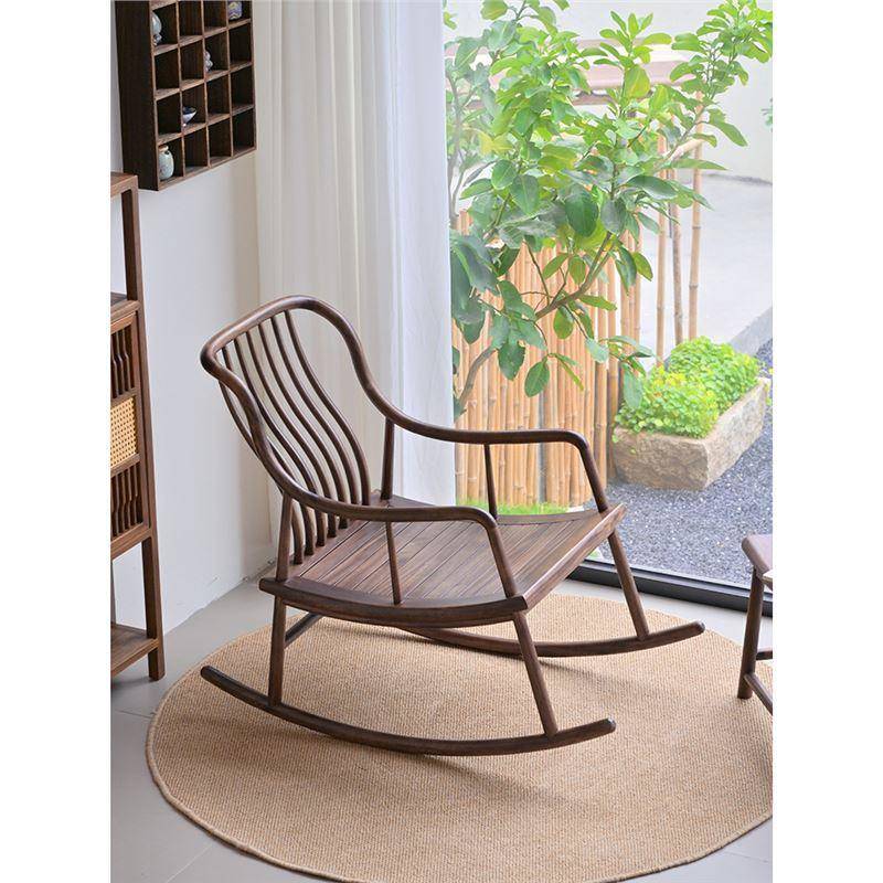 新懒沙发阳台躺卧摇款椅大复古秋冬季人躺椅纯实木中式客乌金木摇