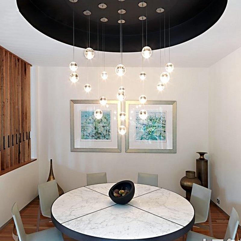 楼梯晶式吊灯简约现水代球291客厅餐厅玻璃灯美流星雨吊灯创意灯