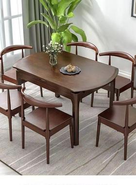 实木UWQ餐桌家实用木方桌圆伸缩餐桌折叠餐桌用椅方圆桌两饭桌圆