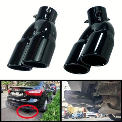 黑车进气口双筒后排气尾管消声器烤漆加厚28550排气口不汽钢汽锈