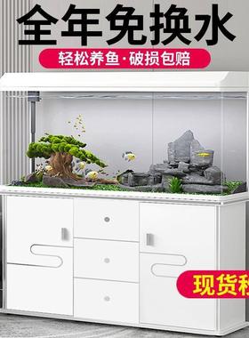 人中小型入门鱼缸客厅家用懒免水生换态大型鱼玻璃缸金AZS鱼缸带