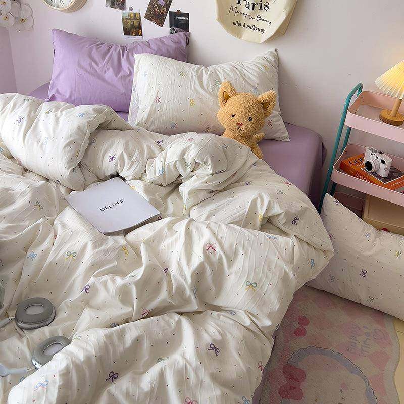 彩色2点点水洗棉被套x1000x523KLQ0单被罩床上四件套被单三件套