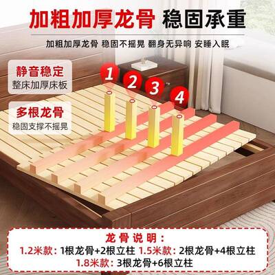 全实木床15双人床1米8储物房家米用MVR经加济型简约厚1.2m出租单