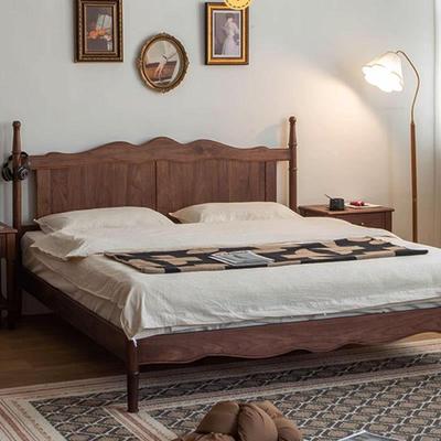 法式复古木黑胡桃全实木5双KAU人床1.8米中古全实樱桃木米1.原木