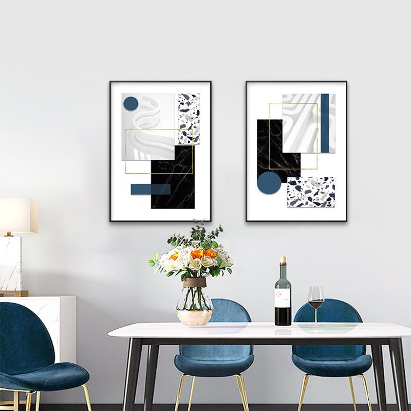 叠欧式单层幅厅装饰画现代厅简约抽象饭墙面挂画轻餐QX202111奢风