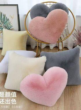 仿毛抱枕卧室床正头靠枕兔办4jsdJ536公背室沙发大靠家用高档方形