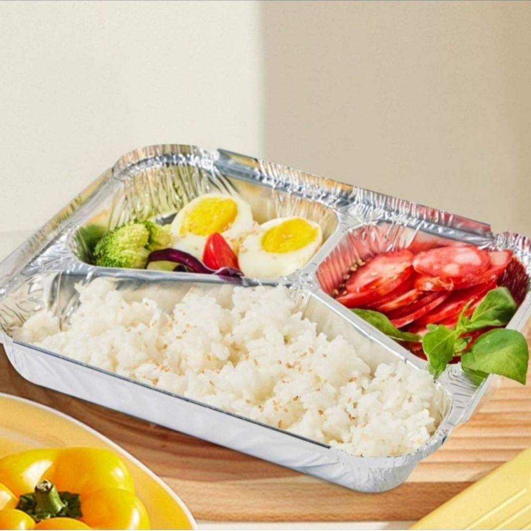 热卖款铝箔餐EM-3c230快餐餐盒午780ml三格餐盘便捷性铝箔盒当便