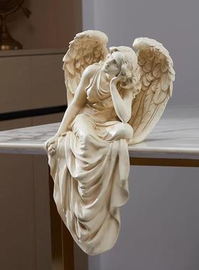 欧式复古坐姿天使女孩件家装居客厅阳摆台桌面台玄关摆JJA5hTta饰