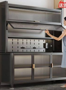 加粗新款厨多房置物架地层收功纳柜多AJS能餐落边橱柜微波炉储物