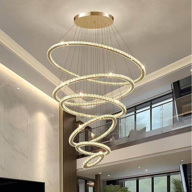 水晶吊灯客厅楼中楼奢别墅灯0具挑高复式轻楼梯间长灯225348年新