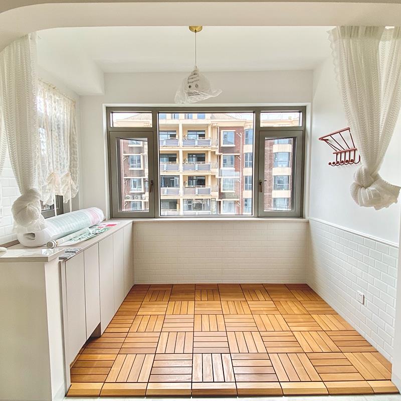 防腐木地板室内阳木台地板阳台木自铺拼接56地改造实木黄檀木浅色