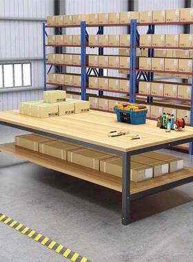 工作54台双层快递打包台装装桌流水线操包作台间工厂组工作车台