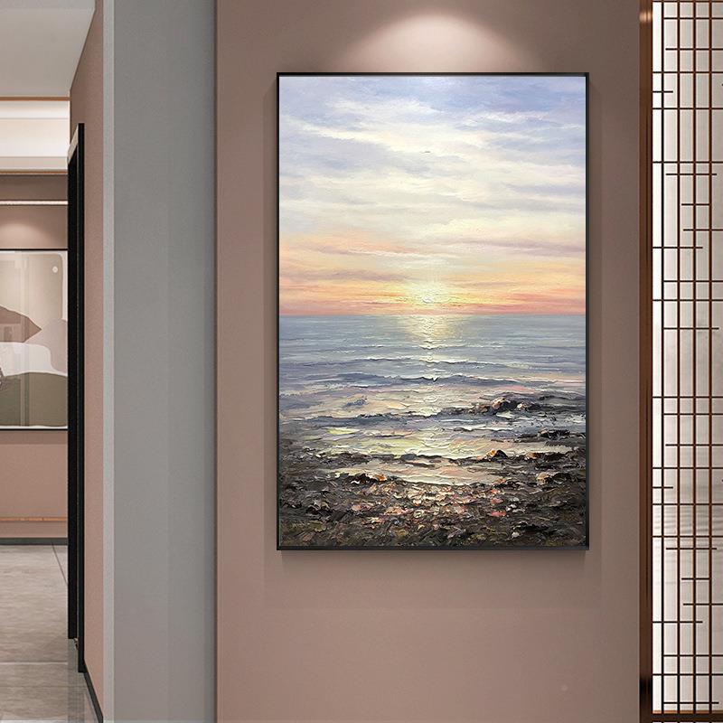 现代简约玄关装e饰对画带ld灯走廊过道挂画DSQ象高档正门竖版抽壁