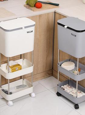 厨房垃圾家用带盖多层落AL100060地式移滚轮可动大容量浴室多功能