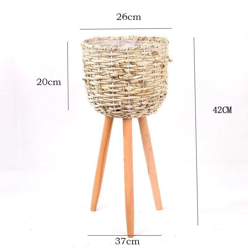 乡村草编篮柳编支架花器w篮子阳台花店客厅盆栽装饰花盆花器