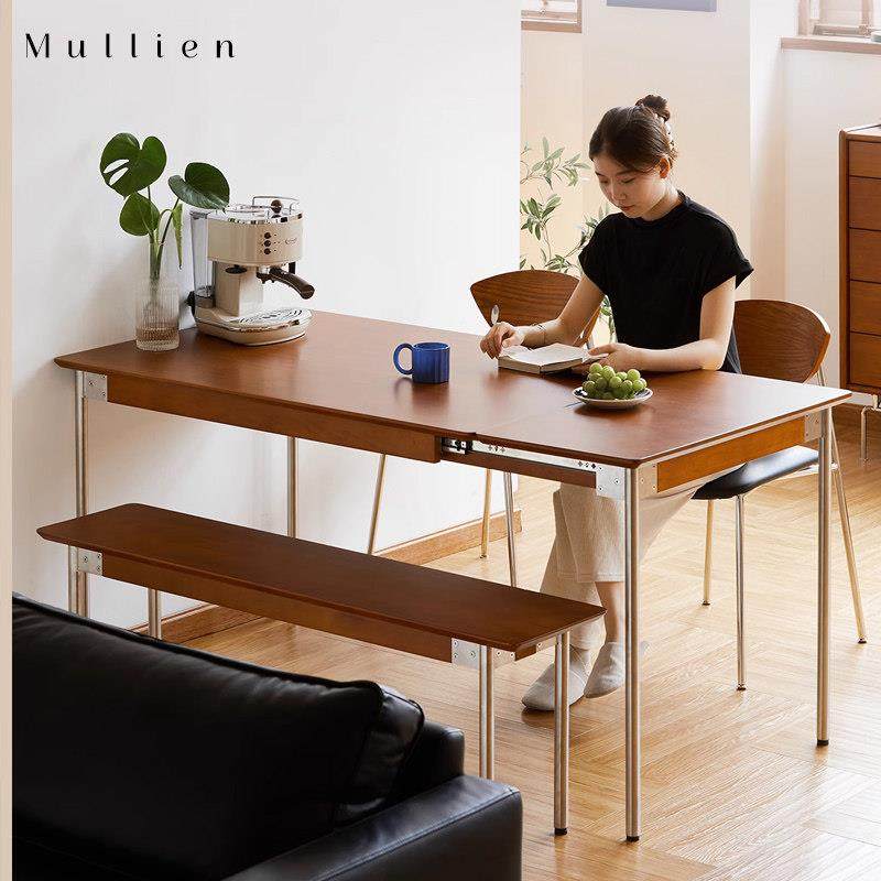 小户型家用实木餐桌椅组合不锈钢折叠桌子吃饭桌长方形伸缩长桌,住宅家具,实木餐桌,淘宝优惠券,粉丝福利购,淘宝优惠卷