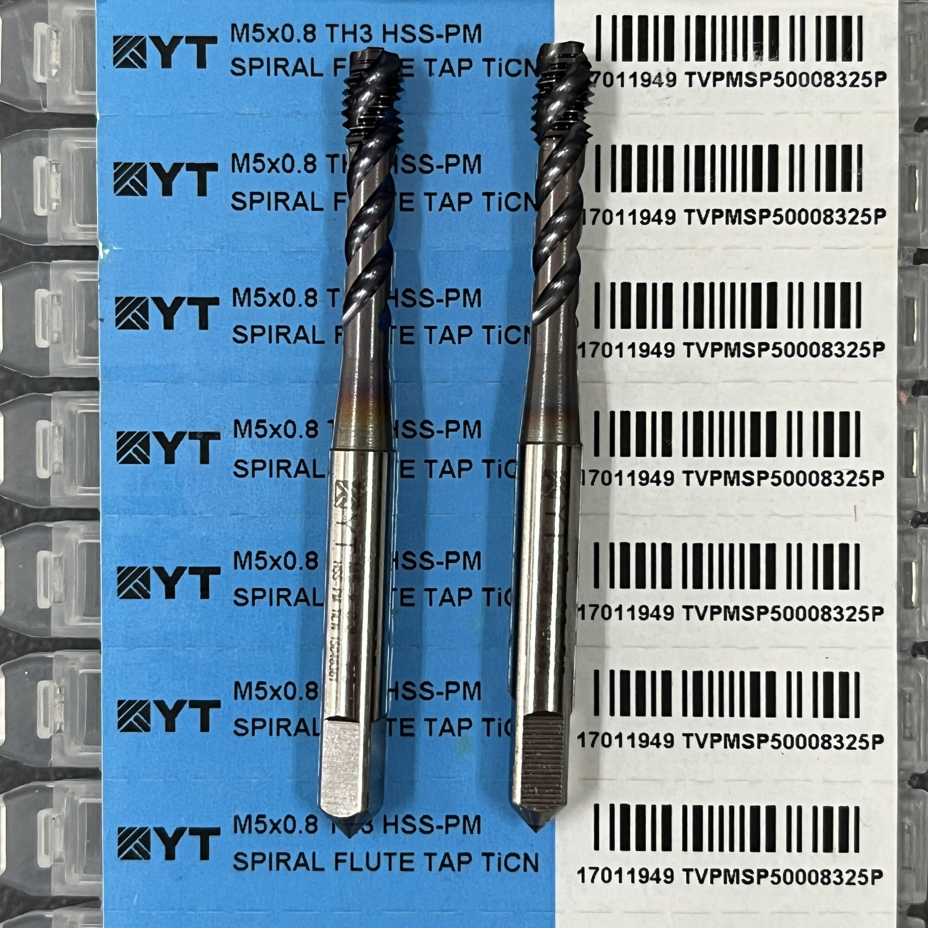 YT进口粉末镀钛螺旋螺丝攻M5 M6 M8 M10 M12 机用螺丝攻HSS-PM