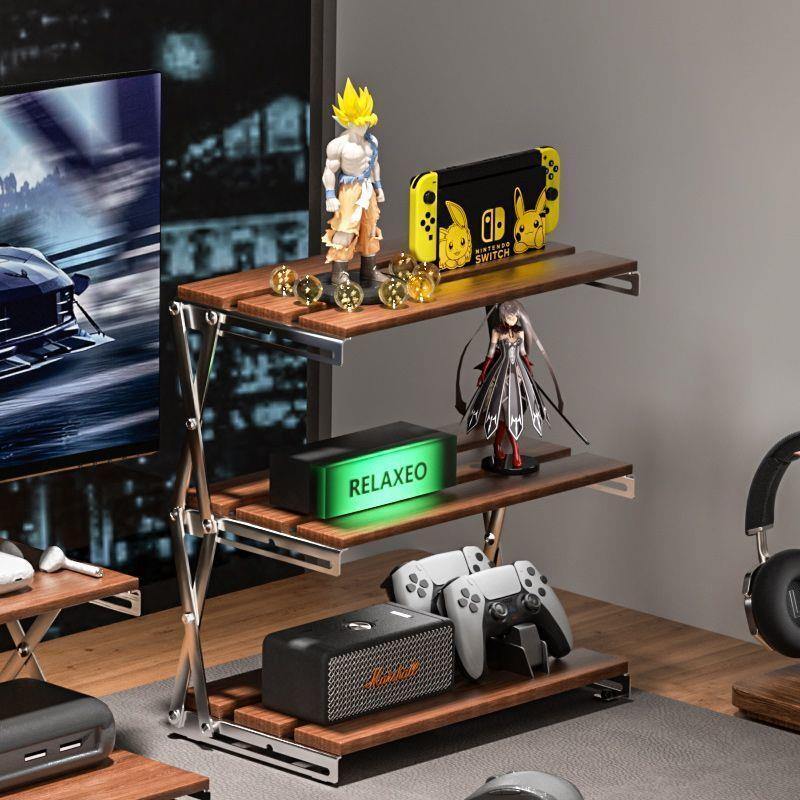 walkhike电脑桌面折叠置物架工位办公桌收纳实木陈列架拐角摆架