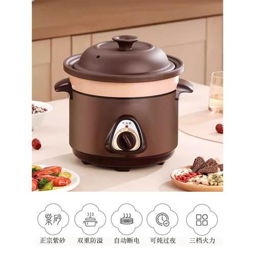 家用健康紫砂电炖锅白瓷大插电砂锅全自动慢炖锅粥汤锅6L
