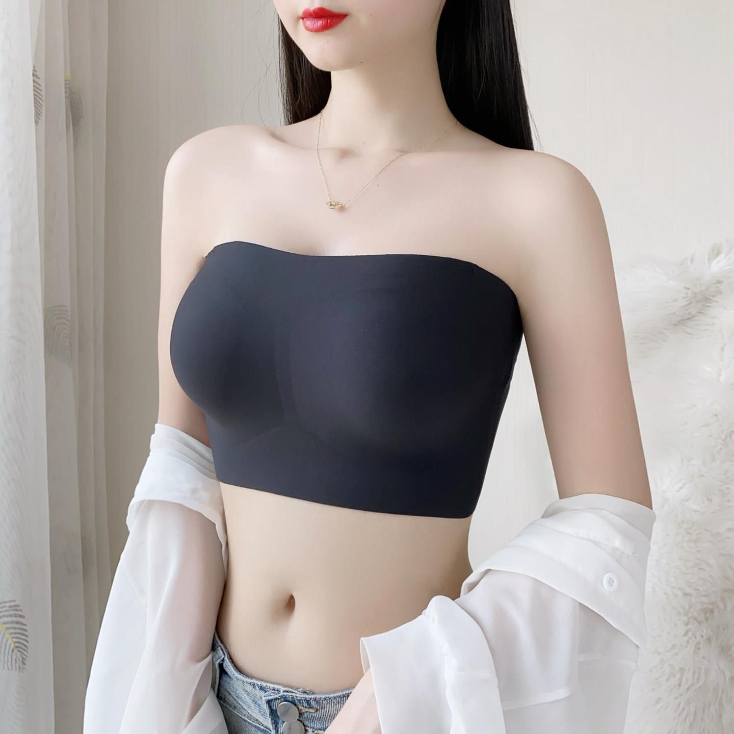 无肩带内衣女防滑聚拢大胸显小全罩杯无钢圈无痕防下垂裹胸文胸