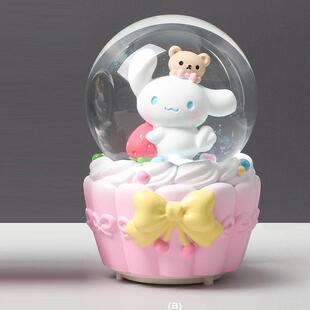 肉桂狗水晶球大耳朵狗音乐盒与飘落的雪音乐盒装饰作为生日礼物的