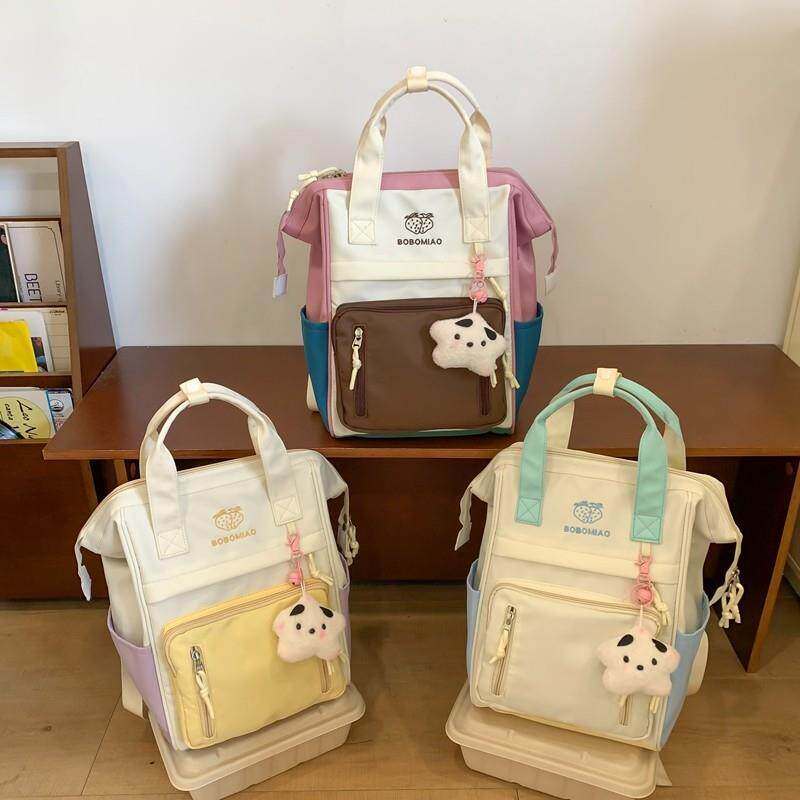 韩版撞色书包女韩版学生出游揹包手提包妈咪母婴包外出轻便双肩包