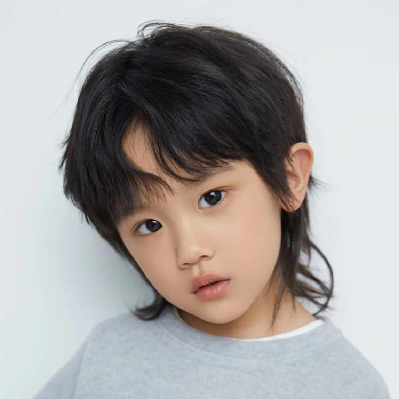 儿童鲻鱼头假发男短发日常彷真时尚表演拍照造型写真狼尾全头套式