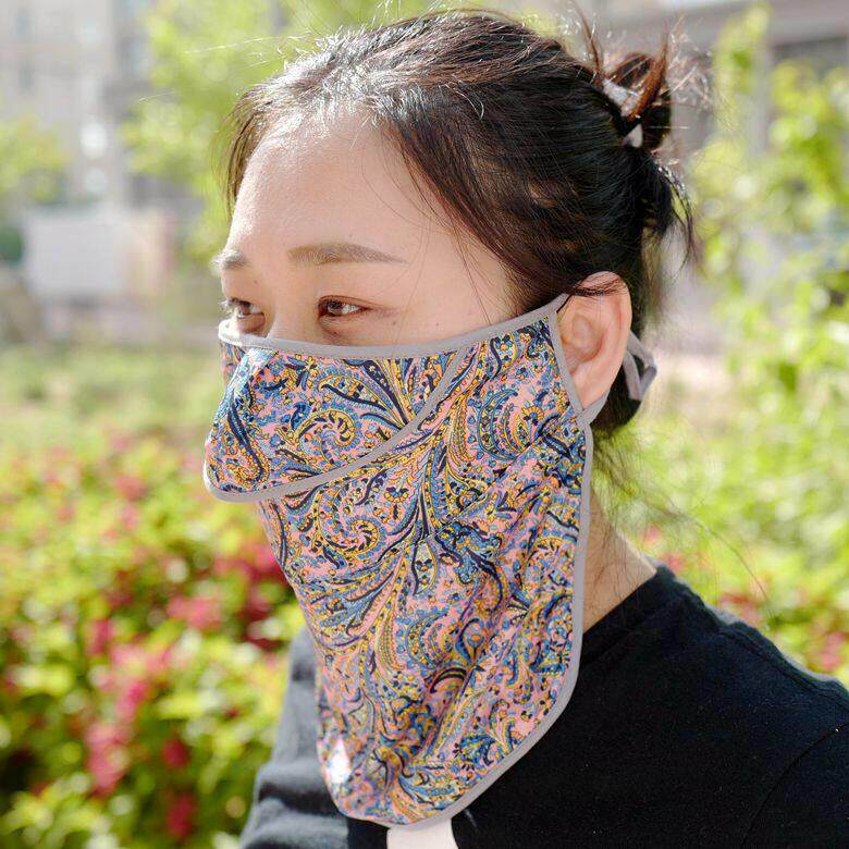 韩国进口防晒口罩夏季防紫外线护颈超薄加长面罩透气速干迷彩口罩